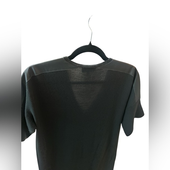 Emporio Armani Cashmere Midi Leather Shoulder V Neck Dress - Picture 3 of 5